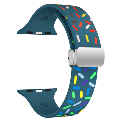 For Apple Watch 5 40mm Rainbow Dots Silicone Magnetic Buckle Watch Band(Blue) - Watch Bands by PMC Jewellery | Online Shopping South Africa | PMC Jewellery