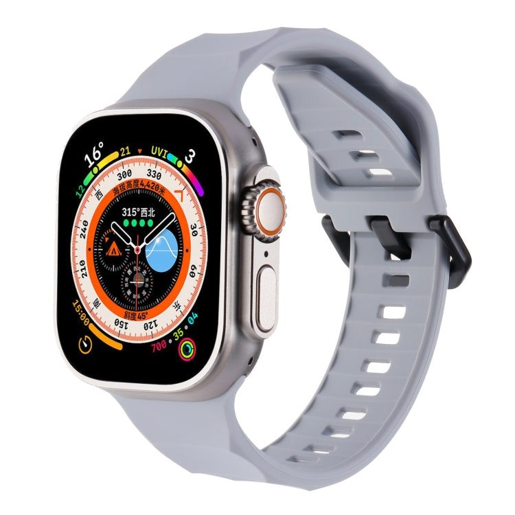 For Apple Watch 8 45mm Ripple Silicone Sports Watch Band(Light Grey) - Watch Bands by PMC TechLife | Online Shopping South Africa | PMC TechLife