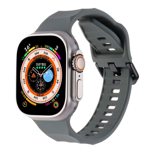 For Apple Watch 7 45mm Ripple Silicone Sports Watch Band(Dark Grey) - Watch Bands by PMC Jewellery | Online Shopping South Africa | PMC Jewellery