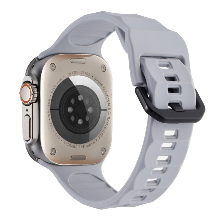 For Apple Watch SE 44mm Ripple Silicone Sports Watch Band(Light Grey) - Watch Bands by PMC TechLife | Online Shopping South Africa | PMC TechLife