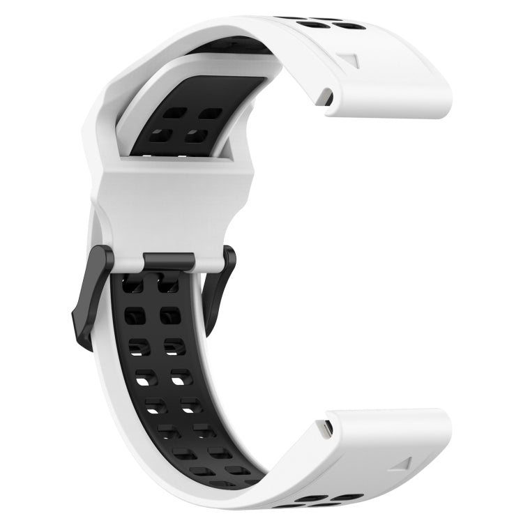 For Garmin  Instinct 2 Solar 22mm Two-Color Reverse Buckle Silicone Watch Band(White+Black) - Watch Bands by PMC Jewellery | Online Shopping South Africa | PMC Jewellery