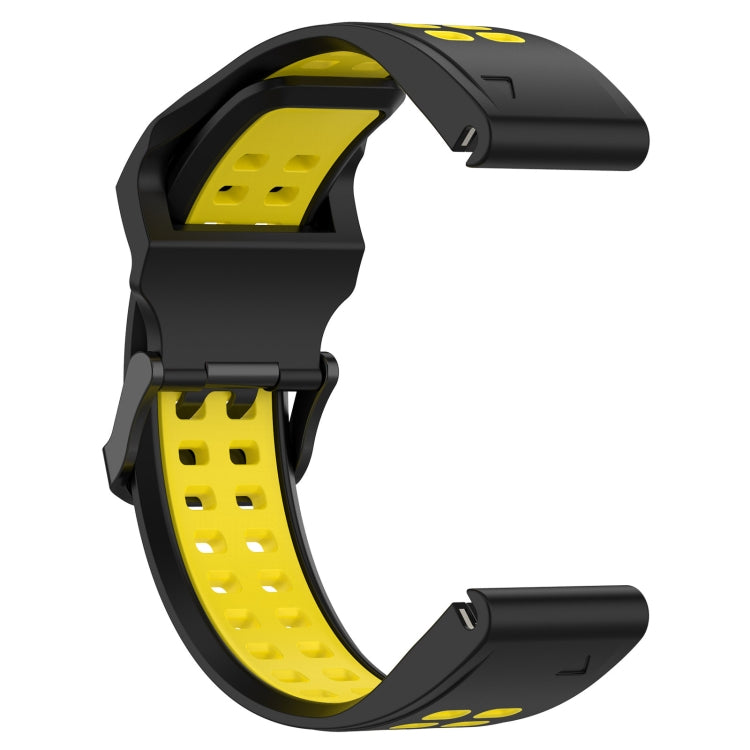For Garmin  Instinct 2 Solar 22mm Two-Color Reverse Buckle Silicone Watch Band(Black+Yellow) - Watch Bands by PMC TechLife | Online Shopping South Africa | PMC TechLife