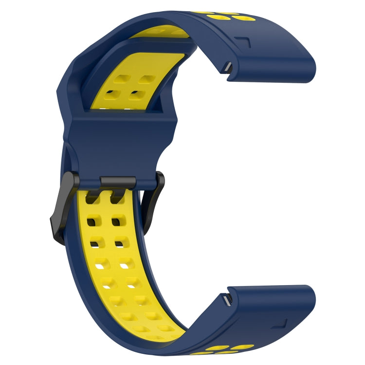 For Garmin  Instinct 2 Solar 22mm Two-Color Reverse Buckle Silicone Watch Band(Blue+Yellow) - Watch Bands by PMC Jewellery | Online Shopping South Africa | PMC Jewellery