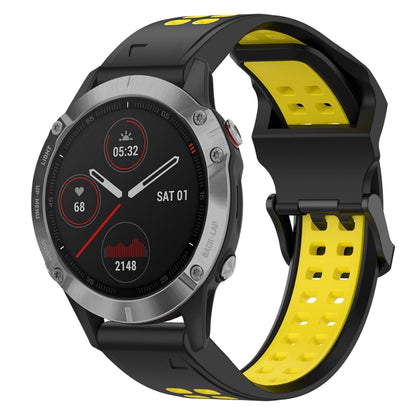 For Garmin Fenix 6 22mm Two-Color Reverse Buckle Silicone Watch Band(Black+Yellow) - Watch Bands by PMC Jewellery | Online Shopping South Africa | PMC Jewellery