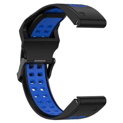 For Garmin Fenix 6 Pro 22mm Two-Color Reverse Buckle Silicone Watch Band(Black+Blue) - Watch Bands by PMC Jewellery | Online Shopping South Africa | PMC Jewellery