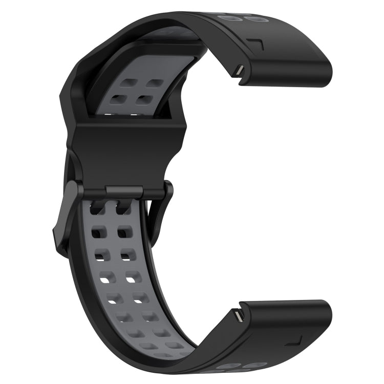 For Garmin Instinct 22mm Two-Color Reverse Buckle Silicone Watch Band(Black+Grey) - Watch Bands by PMC Jewellery | Online Shopping South Africa | PMC Jewellery