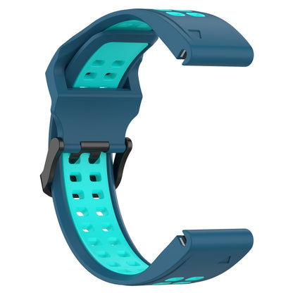 For Garmin Descent G1 22mm Two-Color Reverse Buckle Silicone Watch Band(Blue+Teal) - Watch Bands by PMC Jewellery | Online Shopping South Africa | PMC Jewellery