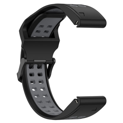 For Garmin Forerunner 955 22mm Two-Color Reverse Buckle Silicone Watch Band(Black+Grey) - Watch Bands by PMC Jewellery | Online Shopping South Africa | PMC Jewellery