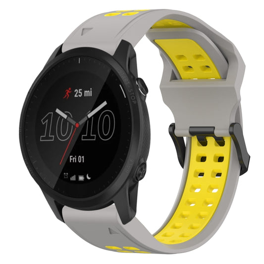 For Garmin Forerunner 945 22mm Two-Color Reverse Buckle Silicone Watch Band(Grey+Yellow) - Watch Bands by PMC Jewellery | Online Shopping South Africa | PMC Jewellery