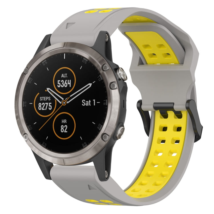 For Garmin Fenix 5 Plus 22mm Two-Color Reverse Buckle Silicone Watch Band(Grey+Yellow) - Watch Bands by PMC TechLife | Online Shopping South Africa | PMC TechLife