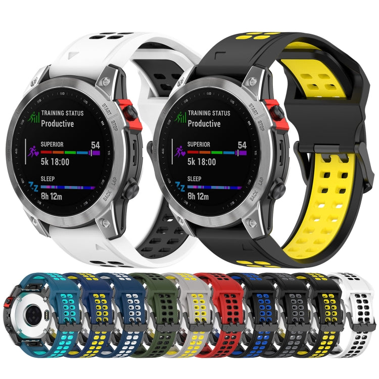 For Garmin Fenix 5 22mm Two-Color Reverse Buckle Silicone Watch Band(White+Black) - Watch Bands by PMC Jewellery | Online Shopping South Africa | PMC Jewellery