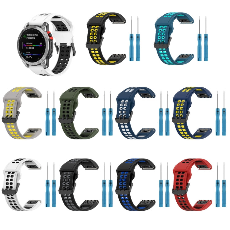 For Garmin Instinct Crossover 22mm Two-Color Reverse Buckle Silicone Watch Band(Grey+Yellow) - Watch Bands by PMC TechLife | Online Shopping South Africa | PMC TechLife