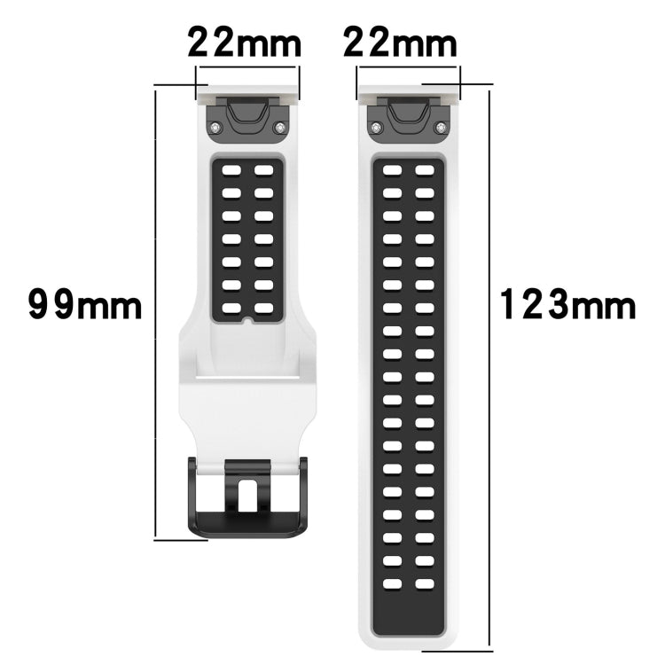 For Garmin Instinct 22mm Two-Color Reverse Buckle Silicone Watch Band(Black+Blue) - Watch Bands by PMC Jewellery | Online Shopping South Africa | PMC Jewellery