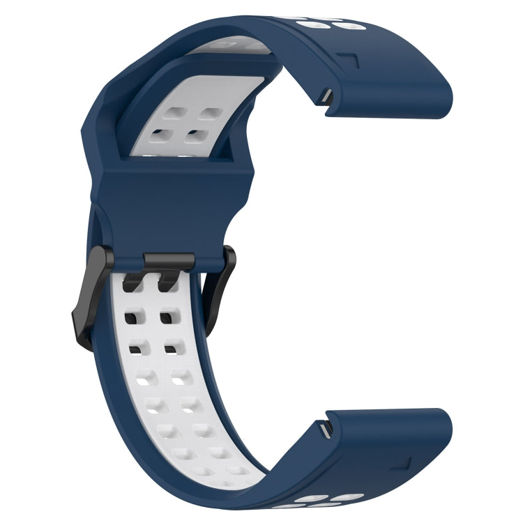 For Garmin Epix Pro 42mm 20mm Two-Color Reverse Buckle Silicone Watch Band(Blue+White) - Watch Bands by PMC TechLife | Online Shopping South Africa | PMC TechLife