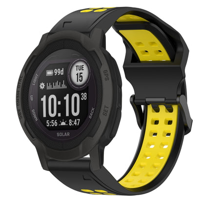 For Garmin Instinct 2S 20mm Two-Color Reverse Buckle Silicone Watch Band(Black+Yellow) - Watch Bands by PMC Jewellery | Online Shopping South Africa | PMC Jewellery