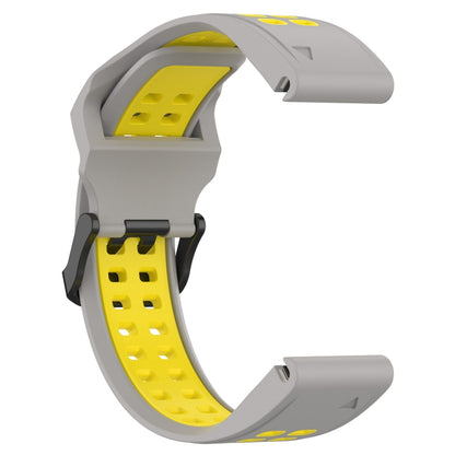 For Garmin Instinct 2S 20mm Two-Color Reverse Buckle Silicone Watch Band(Grey+Yellow) - Watch Bands by PMC Jewellery | Online Shopping South Africa | PMC Jewellery