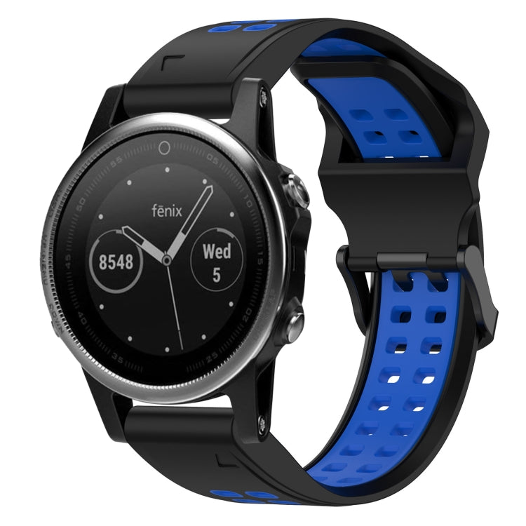 For Garmin Fenix 5S 20mm Two-Color Reverse Buckle Silicone Watch Band(Black+Blue) - Watch Bands by PMC Jewellery | Online Shopping South Africa | PMC Jewellery