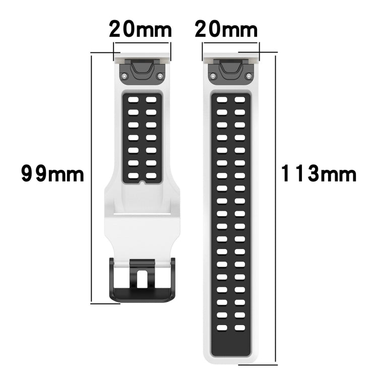 For Garmin Epix Pro 42mm 20mm Two-Color Reverse Buckle Silicone Watch Band(White+Black) - Watch Bands by PMC Jewellery | Online Shopping South Africa | PMC Jewellery