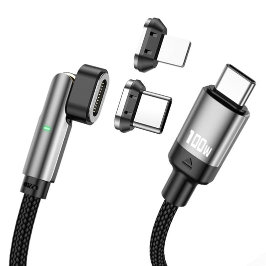 ENKAY 2 in 1 PD 100W / 27W 180 Degrees Rotation Magnetic Type-C / 8 Pin Fast Charging Data Cable with LED Light, Length:2m - Charging Cable & Head by ENKAY | Online Shopping South Africa | PMC Jewellery | Buy Now Pay Later Mobicred