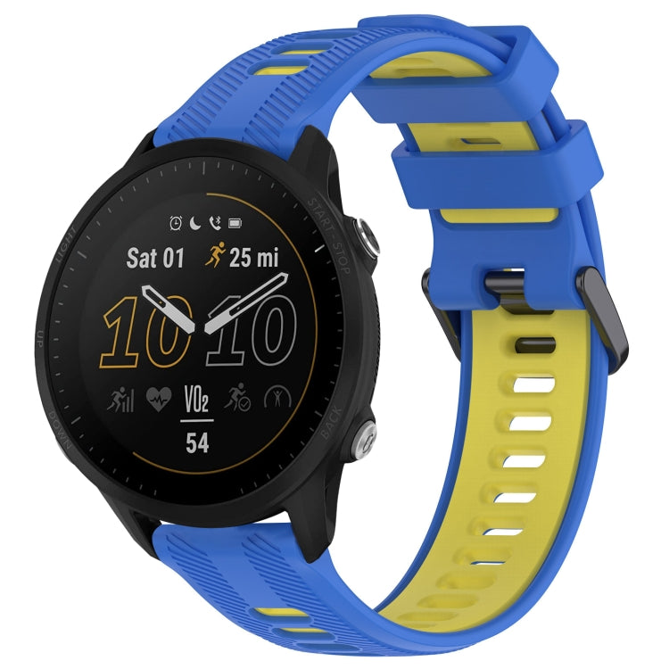 For Garmin Forerunner 955 Sports Two-Color Silicone Watch Band(Blue+Yellow) - Watch Bands by PMC Jewellery | Online Shopping South Africa | PMC Jewellery