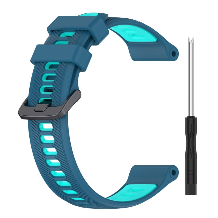 For Garmin Forerunner 955 Sports Two-Color Silicone Watch Band(Blue+Teal) - Watch Bands by PMC TechLife | Online Shopping South Africa | PMC TechLife