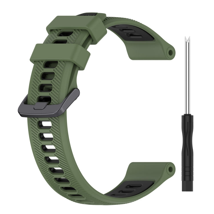 For Garmin Forerunner 945 Sports Two-Color Silicone Watch Band(Army Green+Black) - Watch Bands by PMC Jewellery | Online Shopping South Africa | PMC Jewellery