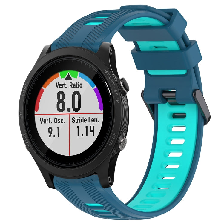 For Garmin Forerunner 935 Sports Two-Color Silicone Watch Band(Blue+Teal) - Watch Bands by PMC Jewellery | Online Shopping South Africa | PMC Jewellery