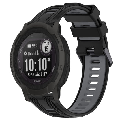 For Garmin Instinct 2 Solar Sports Two-Color Silicone Watch Band(Black+Grey) - Watch Bands by PMC Jewellery | Online Shopping South Africa | PMC Jewellery