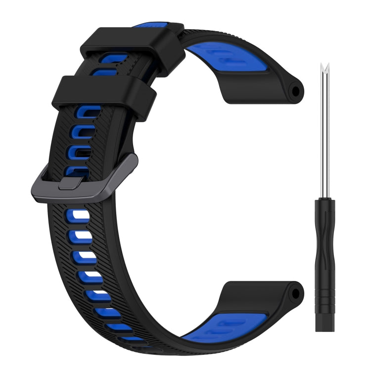 For Garmin Instinct 2 Solar Sports Two-Color Silicone Watch Band(Black+Blue) - Watch Bands by PMC Jewellery | Online Shopping South Africa | PMC Jewellery