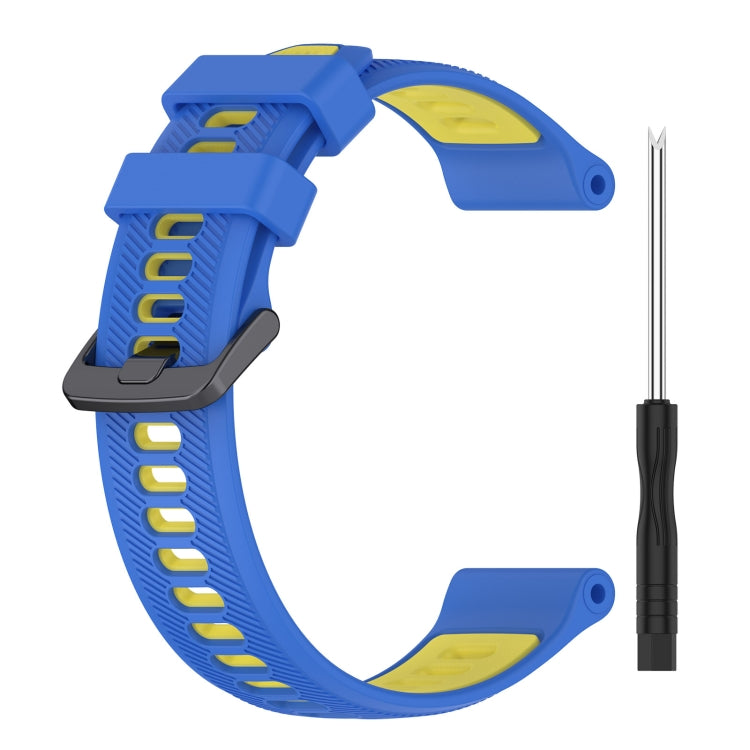 For Garmin Instinct 2 Solar Sports Two-Color Silicone Watch Band(Blue+Yellow) - Watch Bands by PMC Jewellery | Online Shopping South Africa | PMC Jewellery