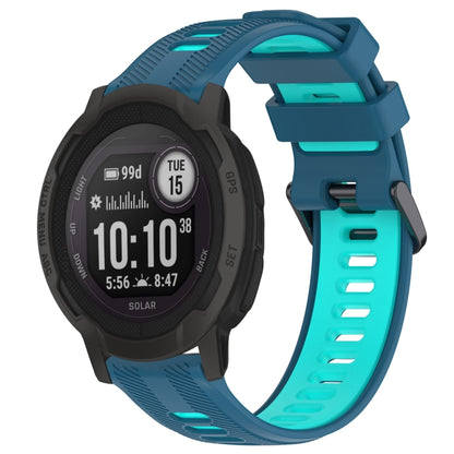 For Garmin Instinct 2 Solar Sports Two-Color Silicone Watch Band(Blue+Teal) - Watch Bands by PMC Jewellery | Online Shopping South Africa | PMC Jewellery