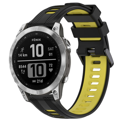 For Garmin Fenix 7 Sports Two-Color Silicone Watch Band(Black+Yellow) - Watch Bands by PMC Jewellery | Online Shopping South Africa | PMC Jewellery