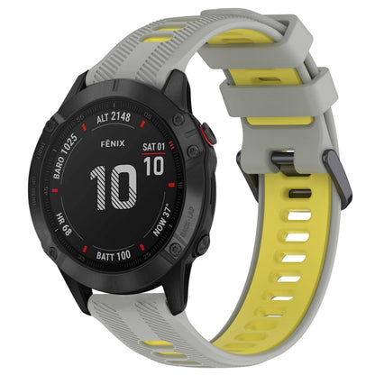 For Garmin Fenix 6 Pro Sports Two-Color Silicone Watch Band(Grey+Yellow) - Watch Bands by PMC Jewellery | Online Shopping South Africa | PMC Jewellery