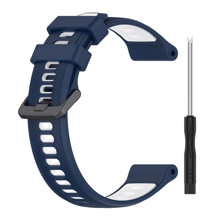 For Garmin Fenix 5 Plus Sports Two-Color Silicone Watch Band(Midnight Blue+White) - Watch Bands by PMC Jewellery | Online Shopping South Africa | PMC Jewellery