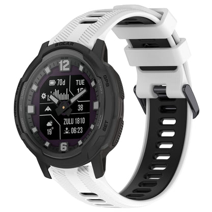 For Garmin Instinct Crossover Sports Two-Color Silicone Watch Band(White+Black) - Watch Bands by PMC Jewellery | Online Shopping South Africa | PMC Jewellery