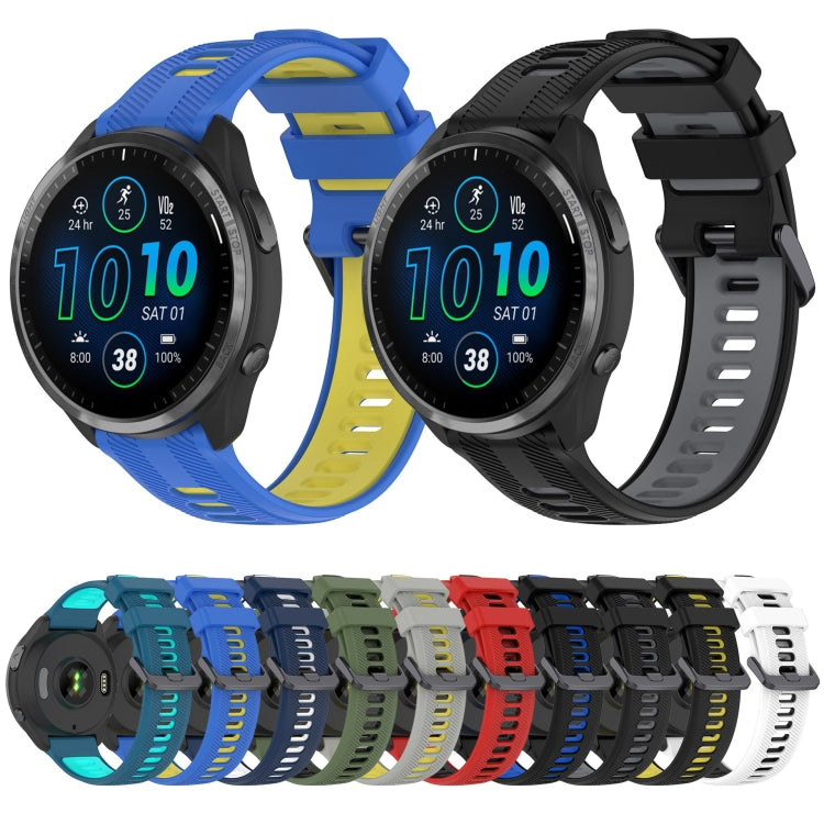 For Garmin Forerunner 955 Sports Two-Color Silicone Watch Band(Blue+Teal) - Watch Bands by PMC Jewellery | Online Shopping South Africa | PMC Jewellery