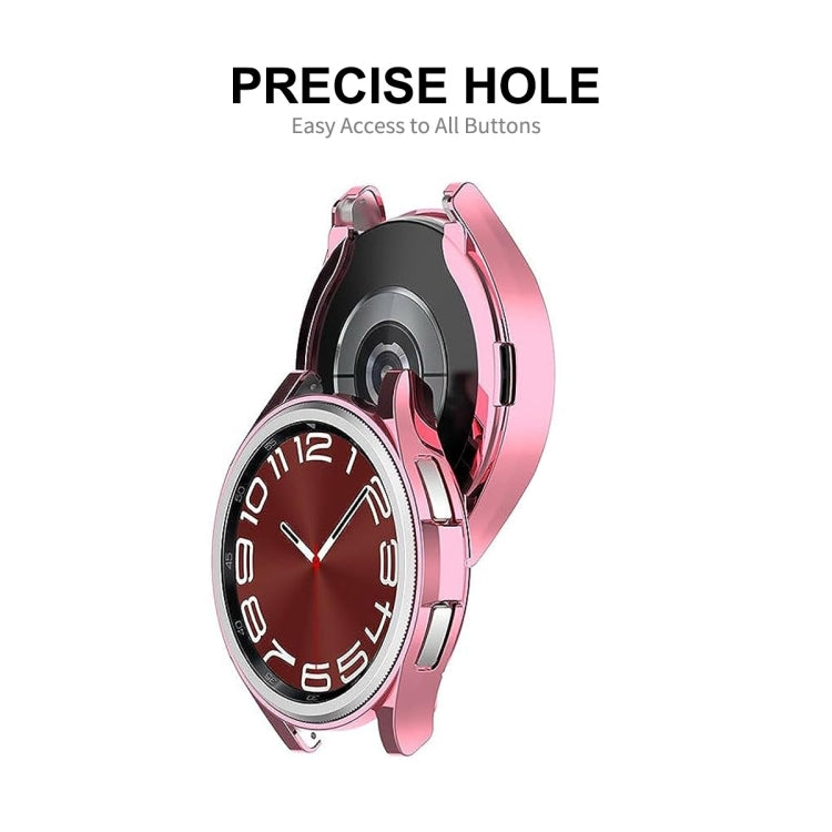 For Samsung Galaxy Watch6 Classic 47mm ENKAY Hat-Prince Electroplated Soft TPU Case + 0.2mm 9H Glass Screen Protector(Rose Gold) - Watch Cases by ENKAY | Online Shopping South Africa | PMC Jewellery