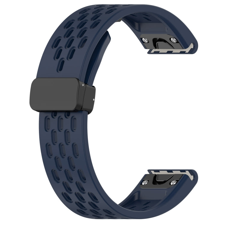 Compatible with Garmin Fenix 5X Plus 26mm Folding Buckle Hole Silicone Watch Band(Midnight Blue) - free shipping - PMC TechLife - Order now!