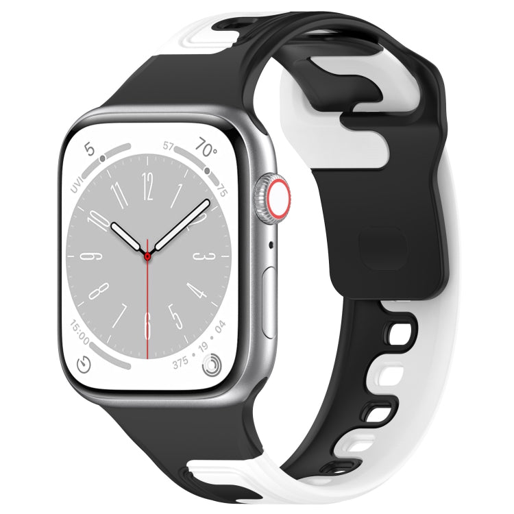 For Apple Watch 9 45mm Double Color Silicone Watch Band(Black+White) - Watch Bands by PMC TechLife | Online Shopping South Africa | PMC TechLife