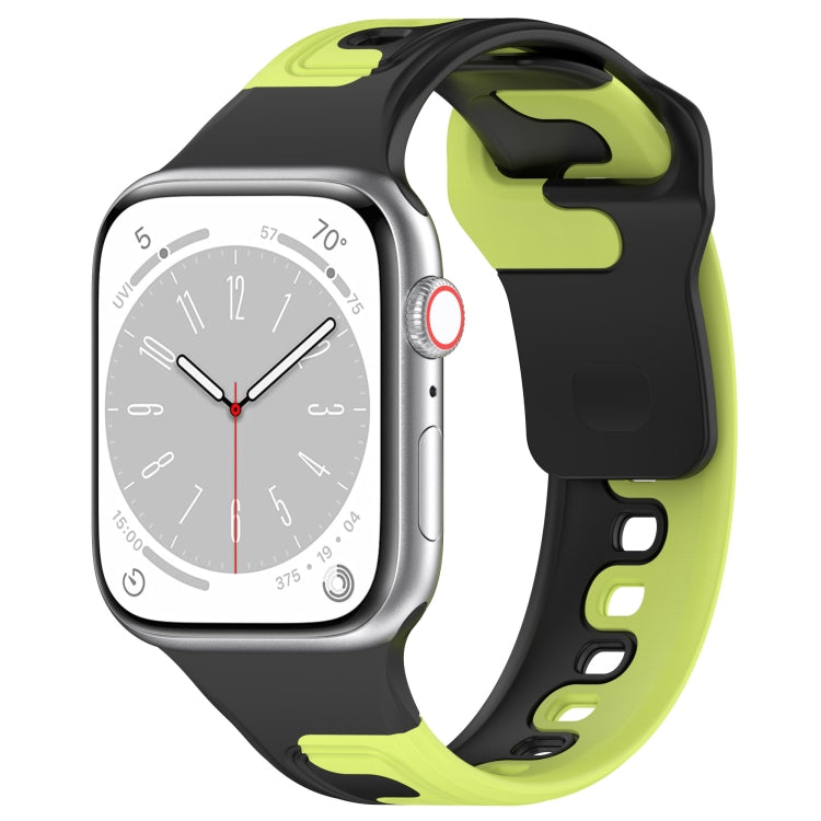 For Apple Watch 9 45mm Double Color Silicone Watch Band(Black+Green) - Watch Bands by PMC TechLife | Online Shopping South Africa | PMC TechLife