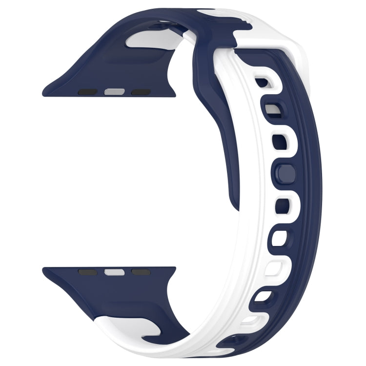 For Apple Watch SE 40mm Double Color Silicone Watch Band(Blue+White) - Watch Bands by PMC TechLife | Online Shopping South Africa | PMC TechLife