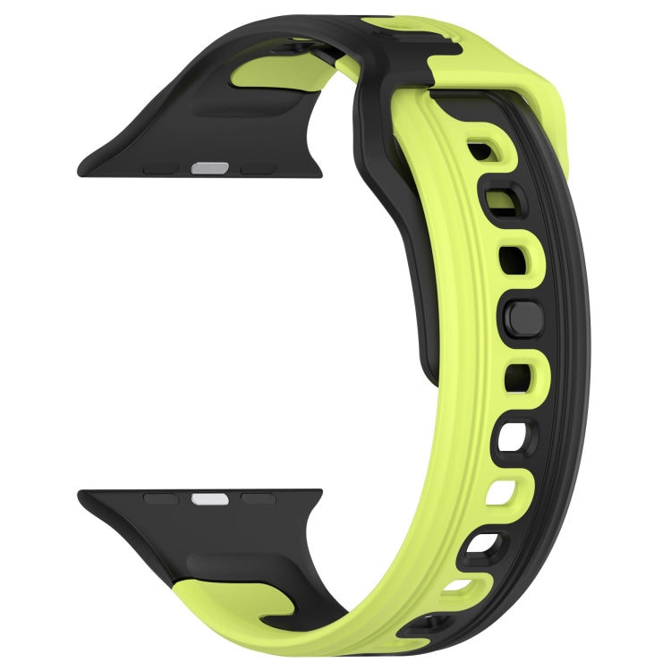For Apple Watch 6 40mm Double Color Silicone Watch Band(Black+Green) - Watch Bands by PMC TechLife | Online Shopping South Africa | PMC TechLife