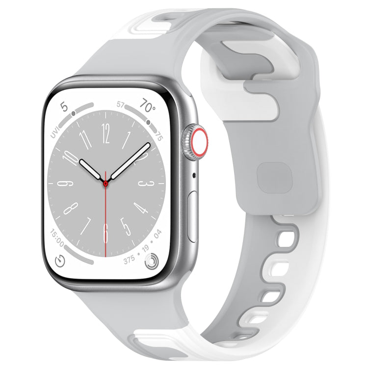 For Apple Watch 5 40mm Double Color Silicone Watch Band(Grey+White) - Watch Bands by PMC TechLife | Online Shopping South Africa | PMC TechLife