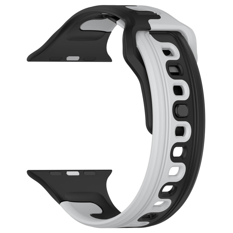 For Apple Watch 3 42mm Double Color Silicone Watch Band(Black+Grey) - Watch Bands by PMC TechLife | Online Shopping South Africa | PMC TechLife