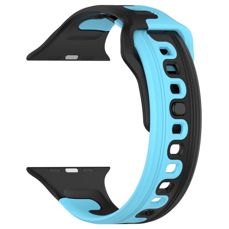For Apple Watch 2 42mm Double Color Silicone Watch Band(Black+Blue) - Watch Bands by PMC TechLife | Online Shopping South Africa | PMC TechLife