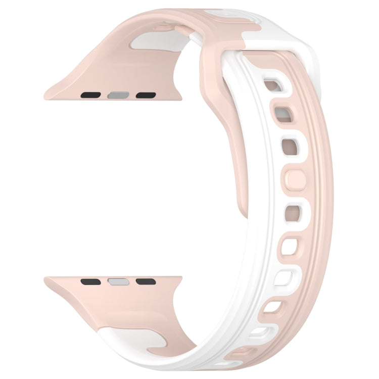 For Apple Watch 42mm Double Color Silicone Watch Band(Pink+White) - Watch Bands by PMC TechLife | Online Shopping South Africa | PMC TechLife