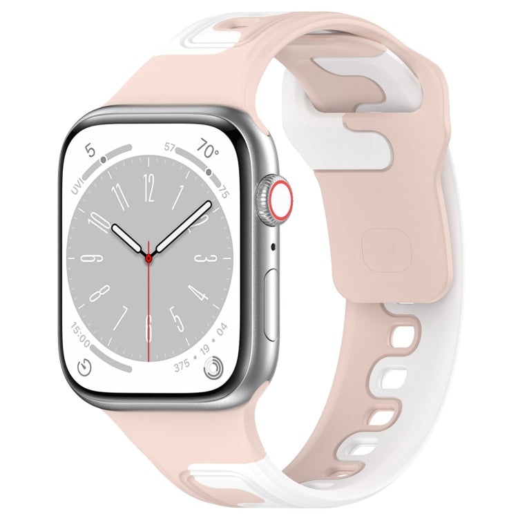 For Apple Watch 38mm Double Color Silicone Watch Band(Pink+White) - Watch Bands by PMC TechLife | Online Shopping South Africa | PMC TechLife