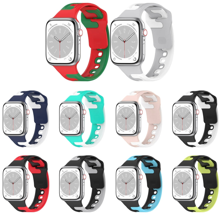 For Apple Watch 9 41mm Double Color Silicone Watch Band(Pink+White) - Watch Bands by PMC TechLife | Online Shopping South Africa | PMC TechLife