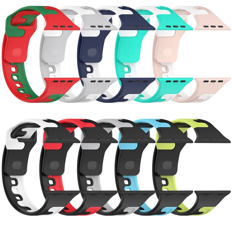 For Apple Watch 38mm Double Color Silicone Watch Band(Red+Green) - Watch Bands by PMC TechLife | Online Shopping South Africa | PMC TechLife