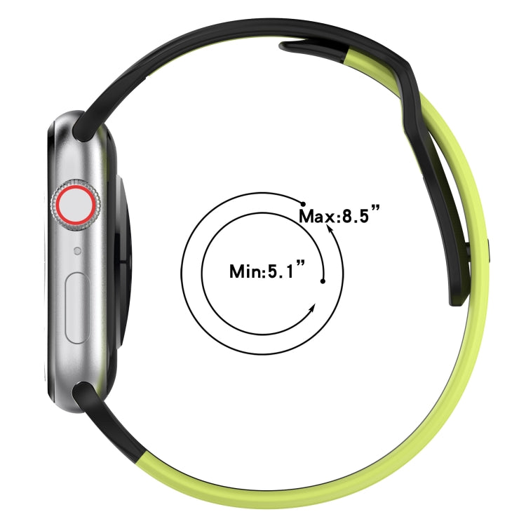 For Apple Watch 8 41mm Double Color Silicone Watch Band(Black+Grey) - Watch Bands by PMC TechLife | Online Shopping South Africa | PMC TechLife
